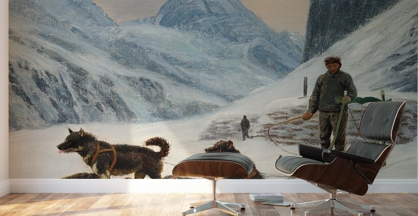 En grønlænder holder hvil ved sin hundeslæde [1893] by Carl Rasmussen [1841–1893] Wall Murals