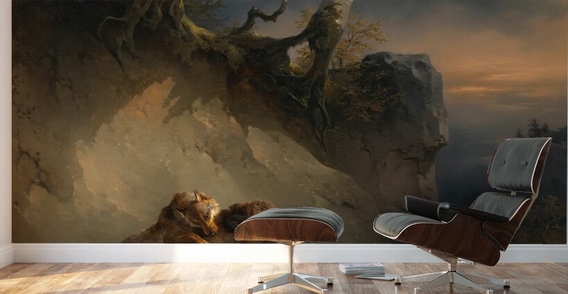 Ein von Wölfen angefallener Eber [around 1846] by Friedrich August Matthias Gauermann [1807–1862] Wall Murals