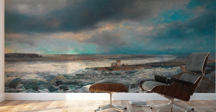 Alexander Bensa [Artist]. Der Donaueisstoß im Jänner 1880 mit dem Sperrschiff [1880] by Adolf Obermüllner [1833–1898] Wall Murals