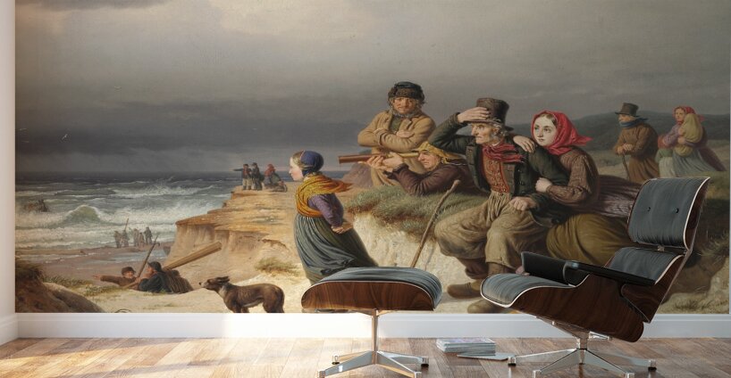 Storm paa Vestkysten af Jylland [1853] by Peter Raadsig [1806–1882] Wall Murals