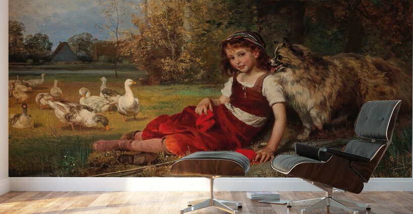 Gänsemagd bei der Rast by Anton Dieffenbach [1831–1914] Wall Murals