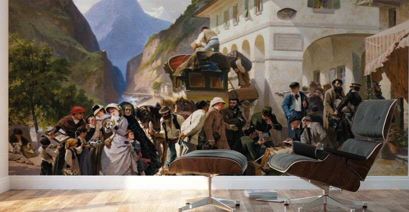 La Douane Italienne au Simplon [1880] by Eugène Giraud [1806–1881] Wall Murals