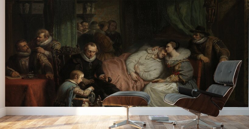 Prince William I nursed by his Wife Charlotte de Bourbon after the Abortive Attempt on his Life by Jean Jaurequi in Antwerp in 1582 [1840] by Nicolaas Pieneman [1809–1860] Wall Murals