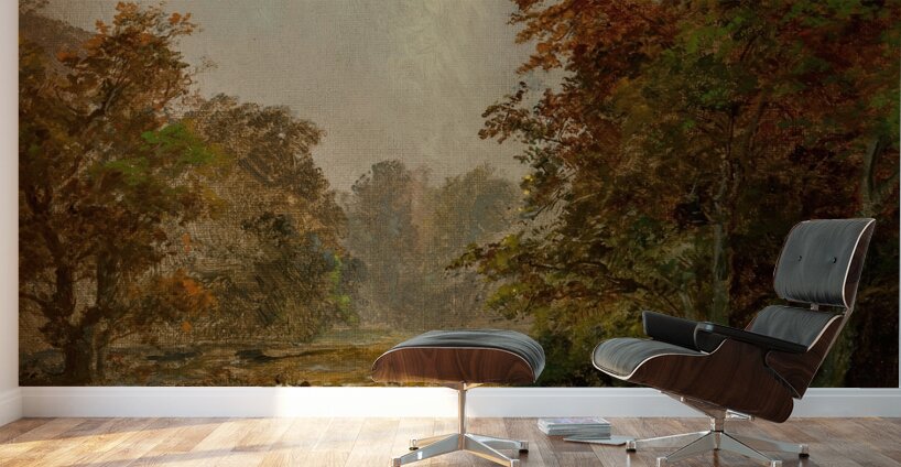 Cattle by a Stream [1895] by Jasper Francis Cropsey [1823–1900] Wall Murals