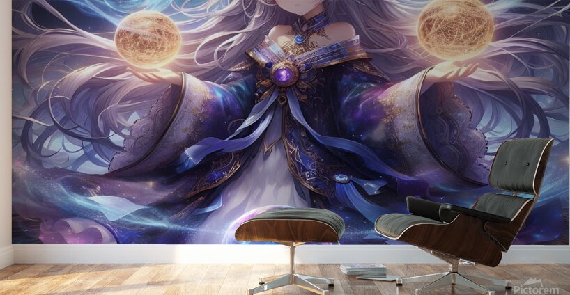 Celestial Sorceress Controlling Cosmic Orbs  Wall Murals