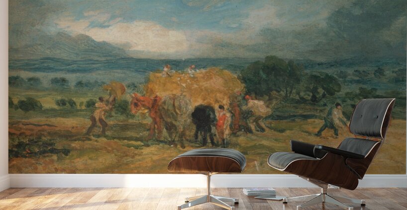 A Harvest Scene with Workers Loading Hay on to a Farm Wagon [ca. 1800] by James Ward [1769–1859] Wall Murals
