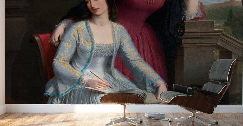 Two Women in an Italian Landscape [1854] by Miner Kilbourne Kellogg [1814–1889] Wall Murals