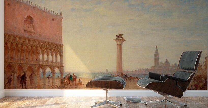 View Of The Piazza San Marco. Venice by Charles Clement Calderon [1870–1906] Wall Murals
