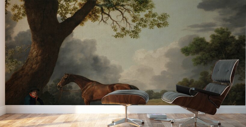 The Third Duke of Dorset’s Hunter with a Groom and a Dog [1768] by George Stubbs [1724–1806] Wall Murals