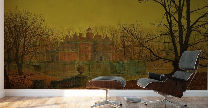 A Moated Yorkshire Home [1879] by John Atkinson Grimshaw [1836–1893] Wall Murals