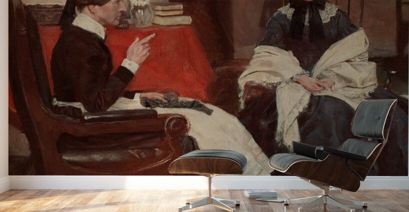 ‘And who’s going to support ’em’ demanded Mrs. Barkley’ [1898] by Howard Pyle [1853–1911] Wall Murals