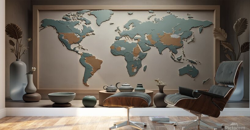 Earthly Harmony Rustic World Map with Elegant Dec Wall Murals