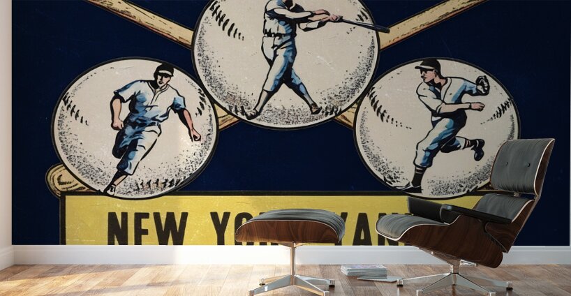 Vintage New York Yankees Three Ball Art Wall Murals