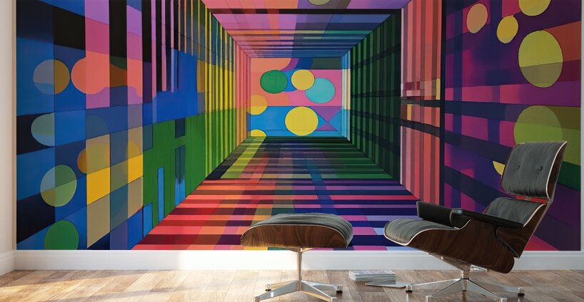 Chromatic Corridor H3N9P2 57 Wall Murals