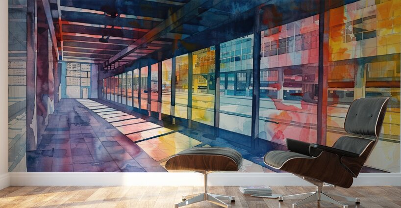 Chromatic Corridor Y2K93H 52 Wall Murals