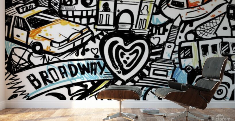Doodle new york city nyc Wall Murals