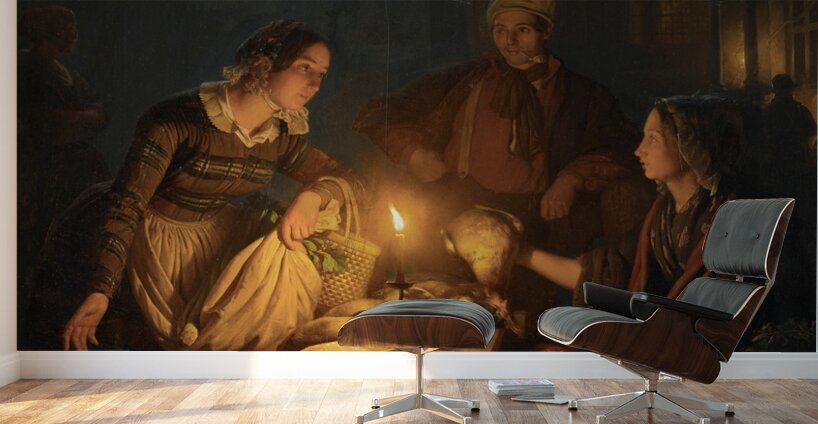 Moonlit Market In The Hague by Petrus van Schendel [1806–1870] Wall Murals