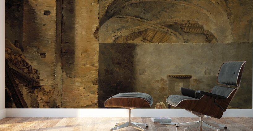 A Monk In A Ruin Which Has Been Made Into A Wine Cellar [1823] by Alexander Lauréus [1783–1823] Wall Murals