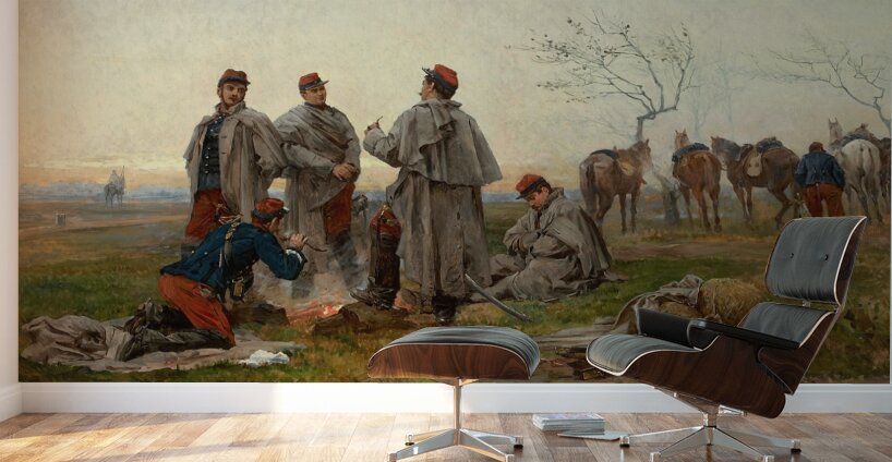 A Cavalry Halt [1878] by Etienne–Prosper Berne–Bellecour [1838–1910] Wall Murals