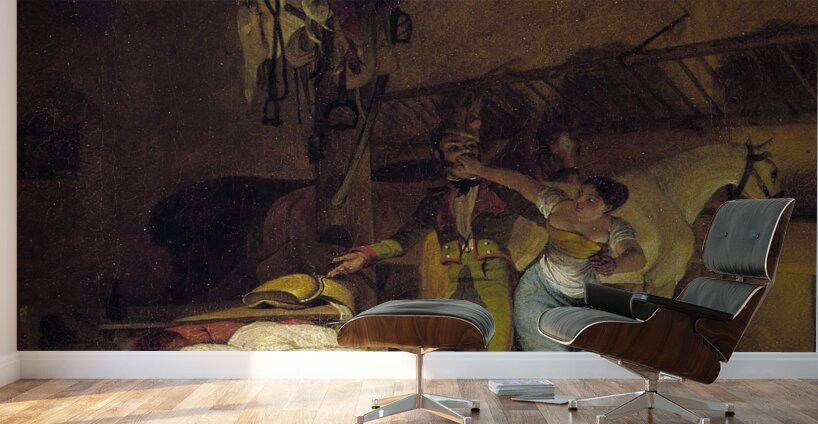A Chevauxleger fiddles with a maid [1820] by Carl Wilhelm Freiherr von Heideck [1788–1861] Wall Murals