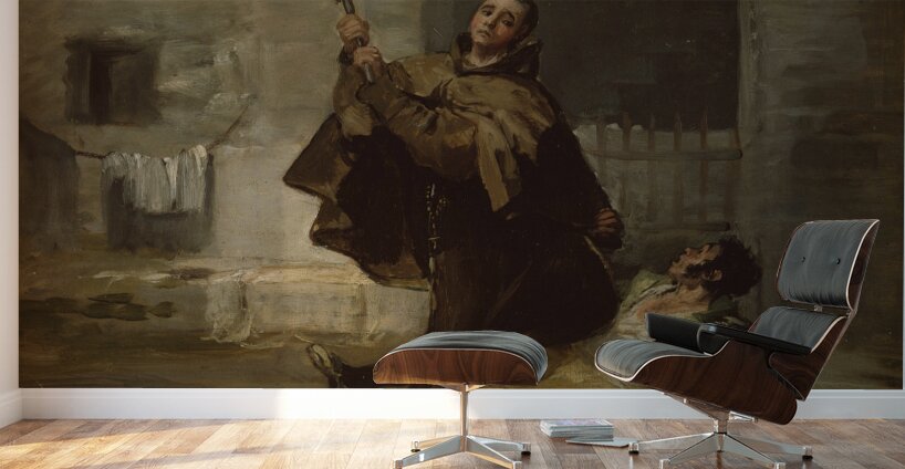 Friar Pedro Clubs El Maragato with the Butt of the Gun [c. 1806] by Francisco de Goya [1746–1828] Wall Murals