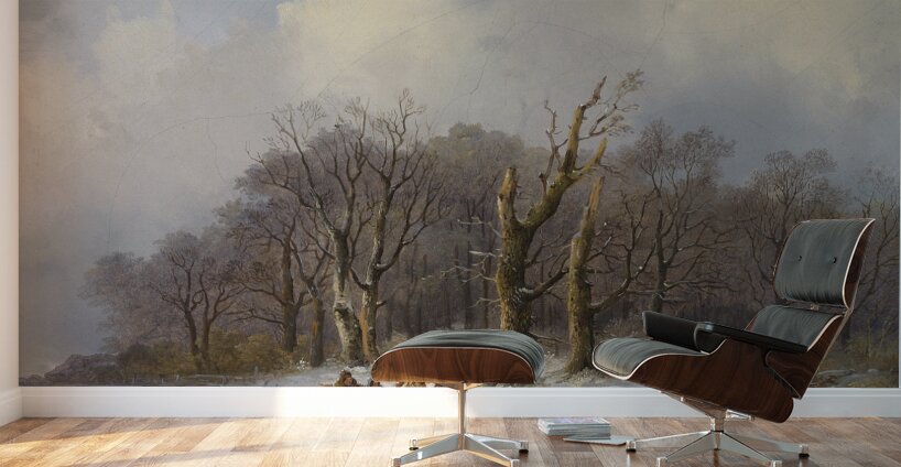 Winterlandschaft mit Pferdeschlitten by Remigius Adrianus van Haanen [1812–1894] Wall Murals