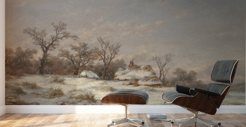 Winter landscape with decorative figures [1890] by Remigius Adrianus van Haanen [1812–1894] Wall Murals