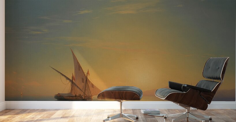 Sunset Over Ischia [1857] by Ivan Konstantinovich Aivazovsky [1817–1900] Wall Murals