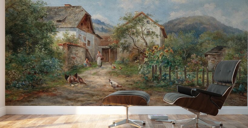 A Rustic Garden in Blossom in the Countryside. By Emil Barbarini [1855–1933] Wall Murals