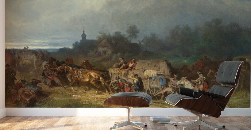 Returning Home. ‘Patient Transport [Polish Camp]’ [1865] by Jozef Brandt [1841–1915] Wall Murals