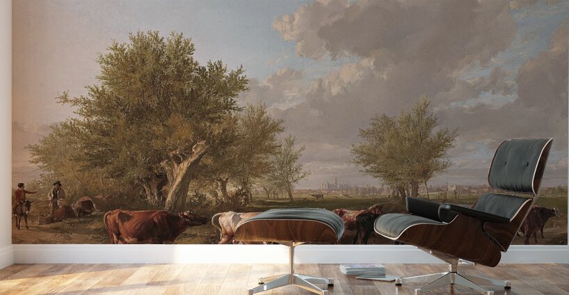 Fording a brook. Suburbs of Canterbury [1834] by Thomas Sidney Cooper [1803–1902] Wall Murals