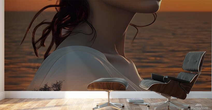 Ethereal Reflections: A Surreal Sunset Portrait  Wall Murals