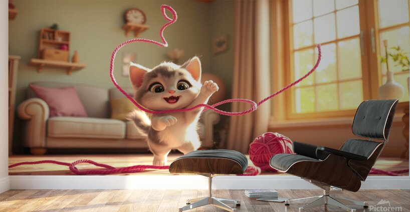Un Petit Chat Joue Avec Un eybtZ Wall Murals