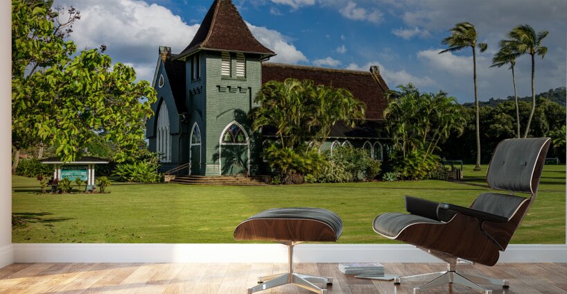 Waioli Huiia Church stands in Hanalei Kauai with the majestic  Wall Murals