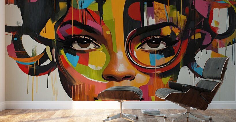 Chromatic Fusion Face H9P4N2 60 Wall Murals