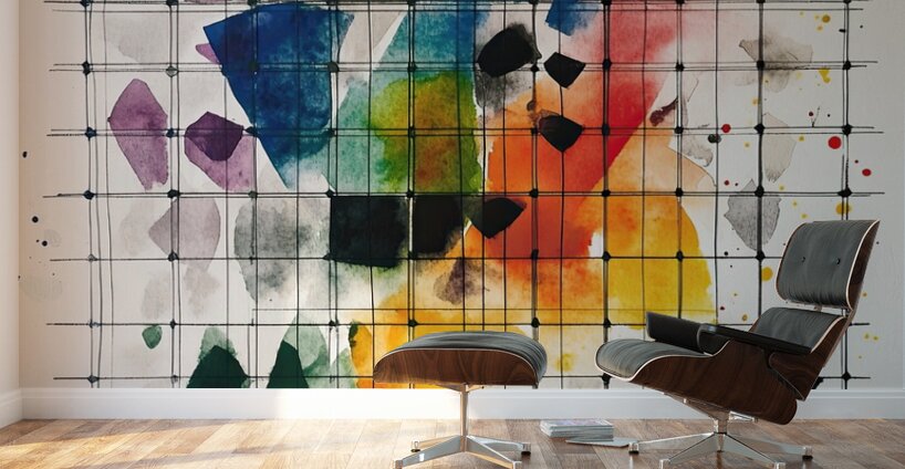Chromatic Grid Interplay 5Z9N7H 48 Wall Murals