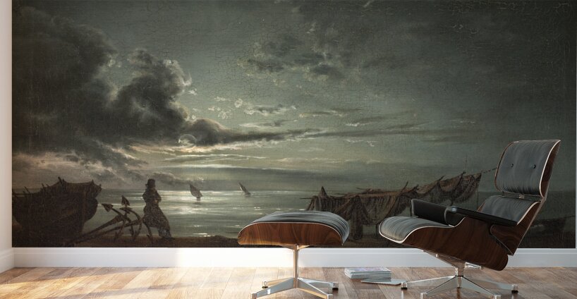 The Gulf of Naples. Moonlight [1820–1821] by Johan Christian Dahl [1788–1857] Wall Murals