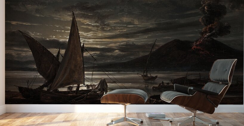 Vesuvius In Eruption. Moonlight [1821] by Johan Christian Dahl [1788–1857] Wall Murals
