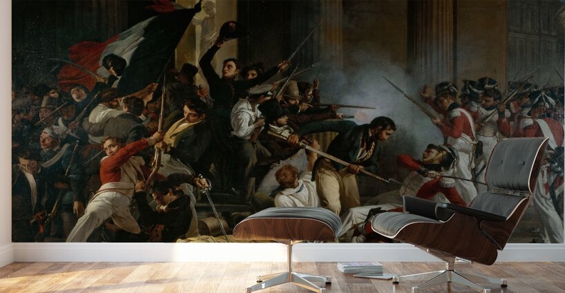Prise du Louvre. Le 29 juillet 1830. Massacre des gardes suisses. [1832] by Jean–Louis Bezard [1799–1881] Wall Murals