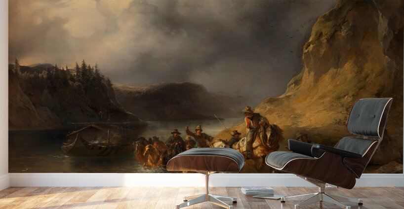 Ein Schiffszug auf der Donau [1848] by Friedrich August Matthias Gauermann [1807–1862] Wall Murals