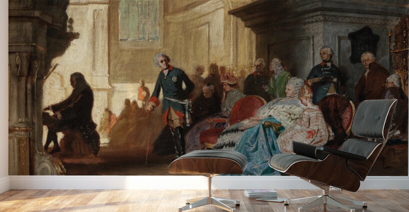 Johann Sebastian Bach at the Organ in Sanssouci in the Presence of Frederick the Great and the Royal Family on 7 May 1747 by Hermann von Kaulbach [1846–1909] Wall Murals