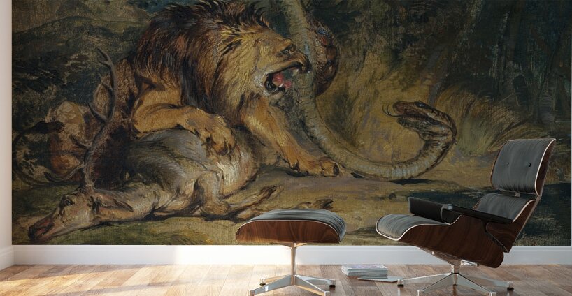Lion Defending its Prey [c. 1840] by Sir Edwin Henry Landseer [1802–1873] Wall Murals
