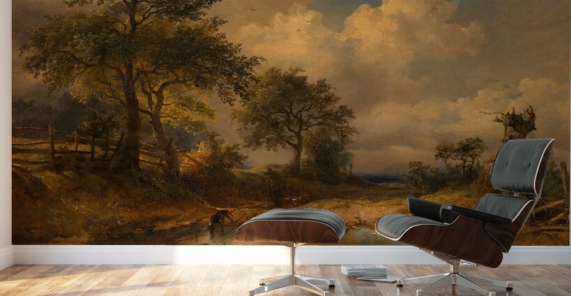 Der Karrenweg [Heimkehrender Jäger] [1844] by Friedrich August Matthias Gauermann [1807–1862] Wall Murals