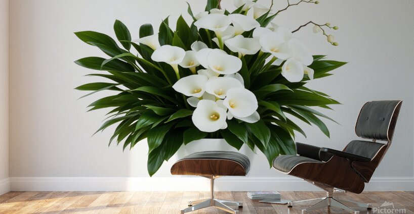 Charming White Orchid Arrangement in Sleek Vase Wall Murals