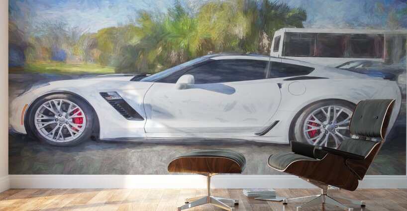 2017 White Chevrolet Corvette ZO6 X15 2 Wall Murals