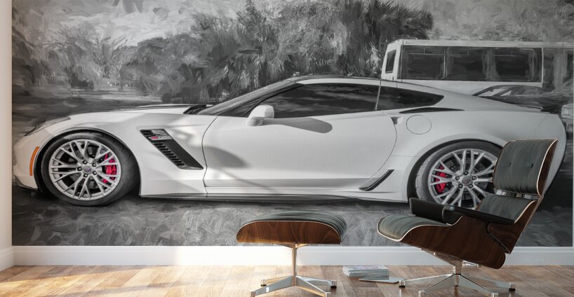 2017 White Chevrolet Corvette ZO6 X15 5 Wall Murals