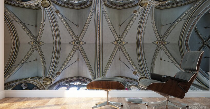 The ornate arched ceiling of the Cathedral of Saint Helena in Helena Montana USA Wall Murals