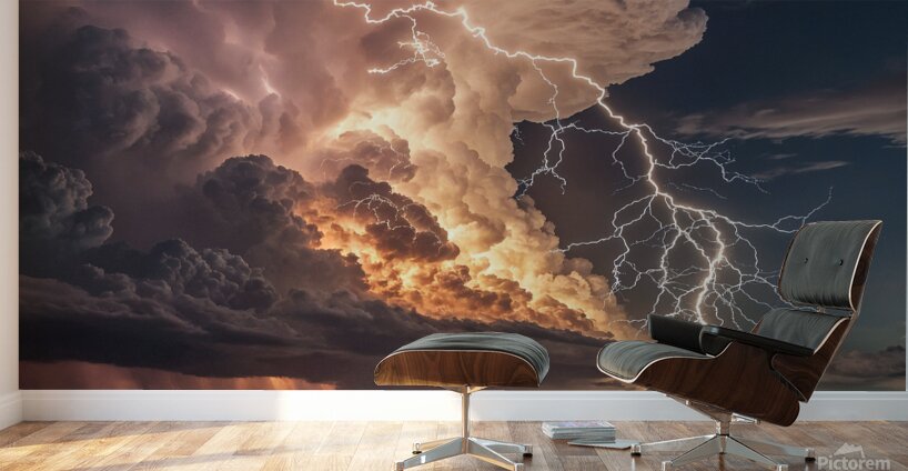 Sky. Dance of lightning and fire. Wall Murals