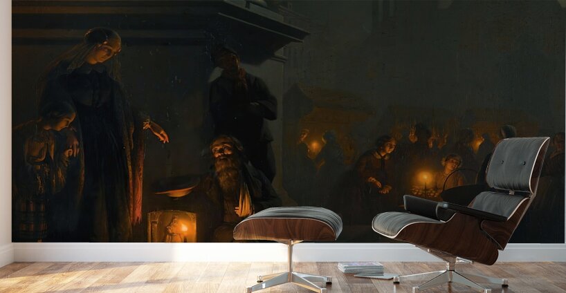 Charity in the night market by Petrus van Schendel [1806–1870] Wall Murals