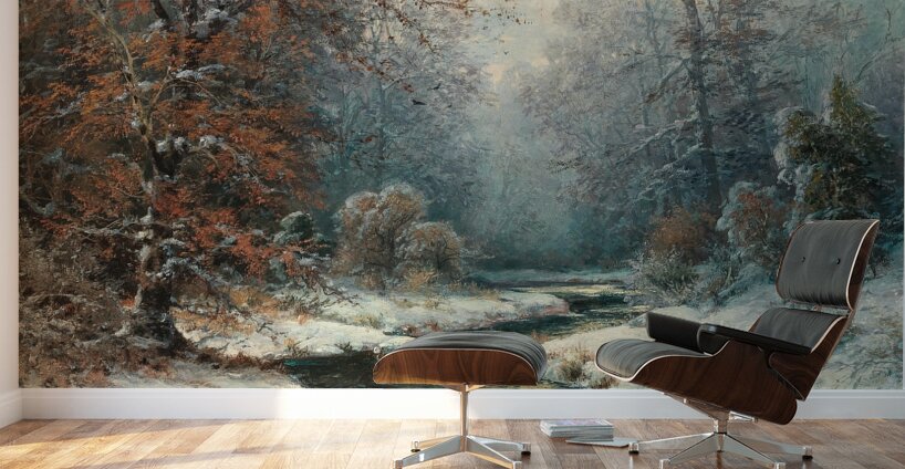 Winterliche Flusslandschaft by Adolf Kaufmann [1848–1916] Wall Murals